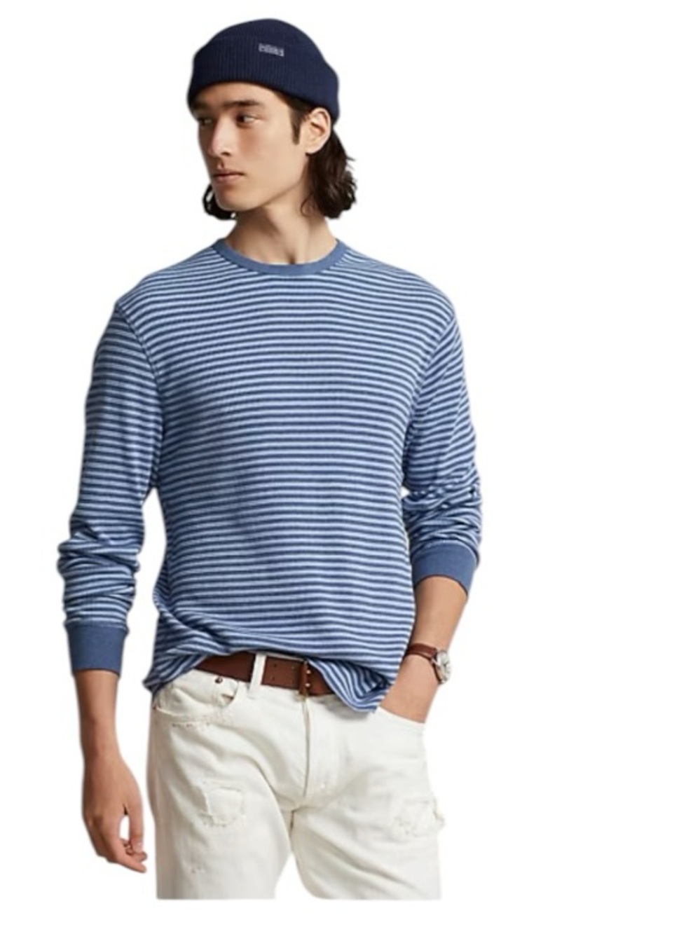 Polo by Ralph Lauren Striped Waffle-Knit Crewneck Men’s Size M